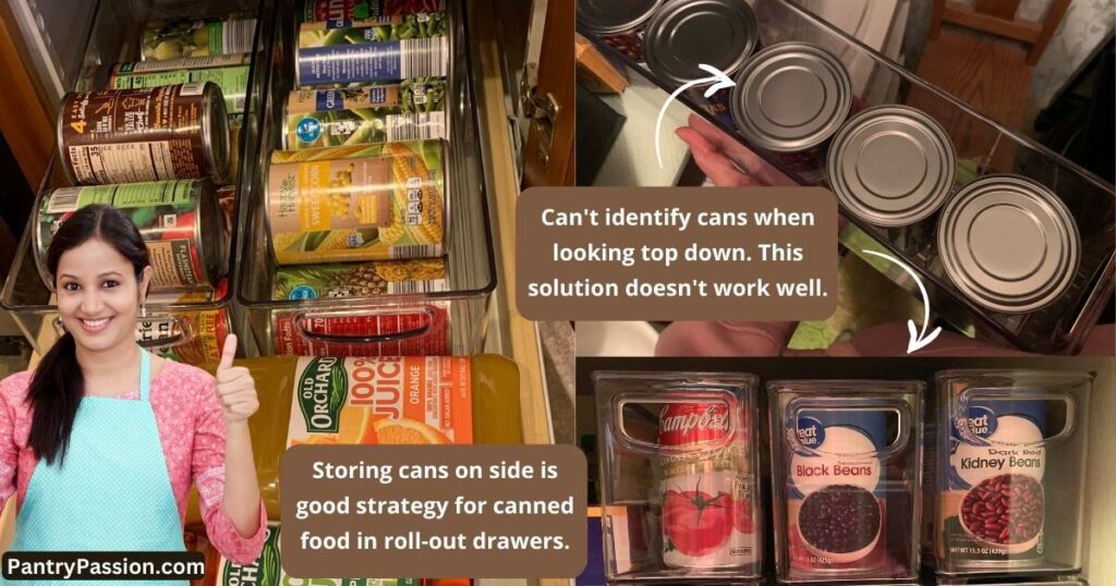 Example of organized pantry shelves.
