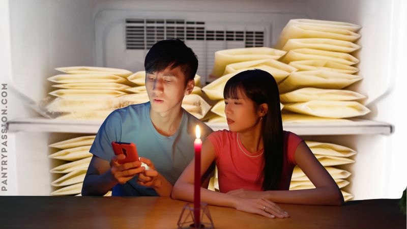 frozen breast milk in freezer, couple with candle, worried about breast milk not freezing without electricity