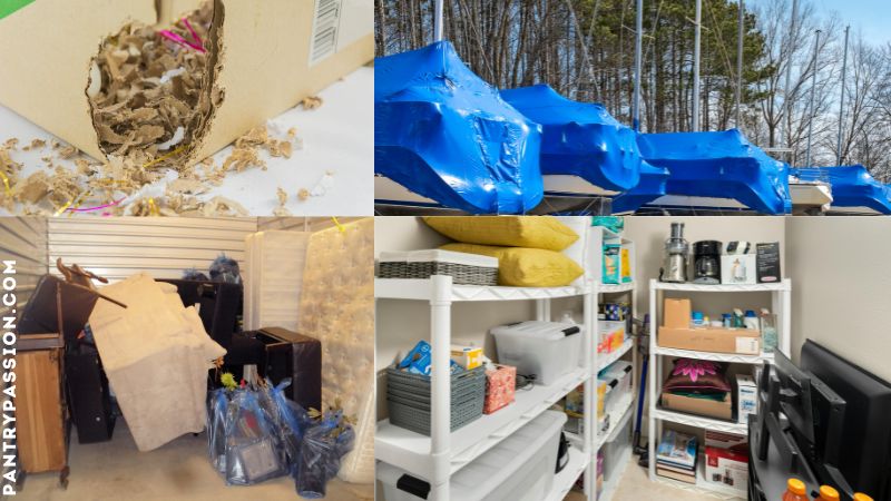 What mice can chew through: plastic sheeting, cardboard, storage units, etc.